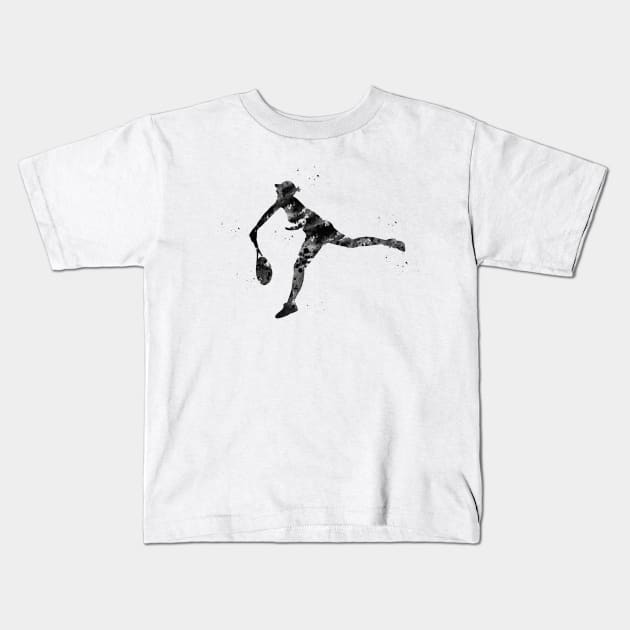 Girl playing Tennis Kids T-Shirt by erzebeth